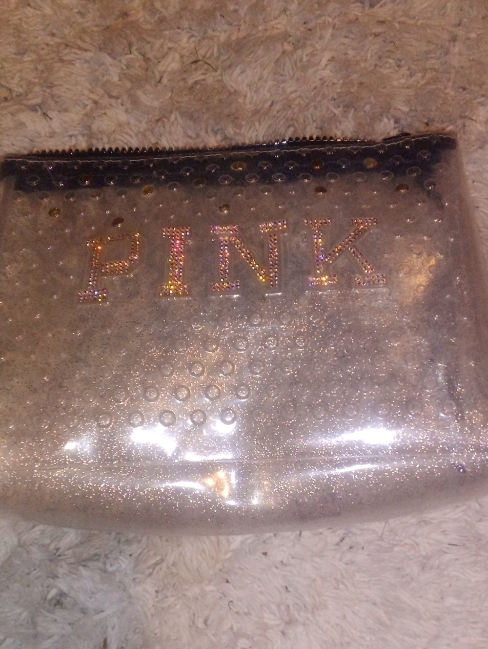 PINK Victoria's Secret Iridescent Glitter Cosmetic Pouch (Read Description)